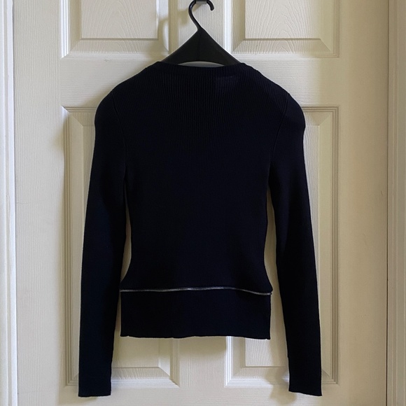 Moschino Couture Black Cardigan Sweater Jacket with Detachable Mesh Ruffled Hem - Picture 11 of 16